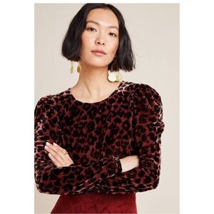Dolan Leopard Print Velvet Top